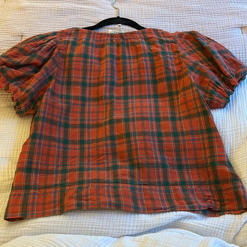 THE GREAT. Red and Green Plaid Top - Picture 5 of 8